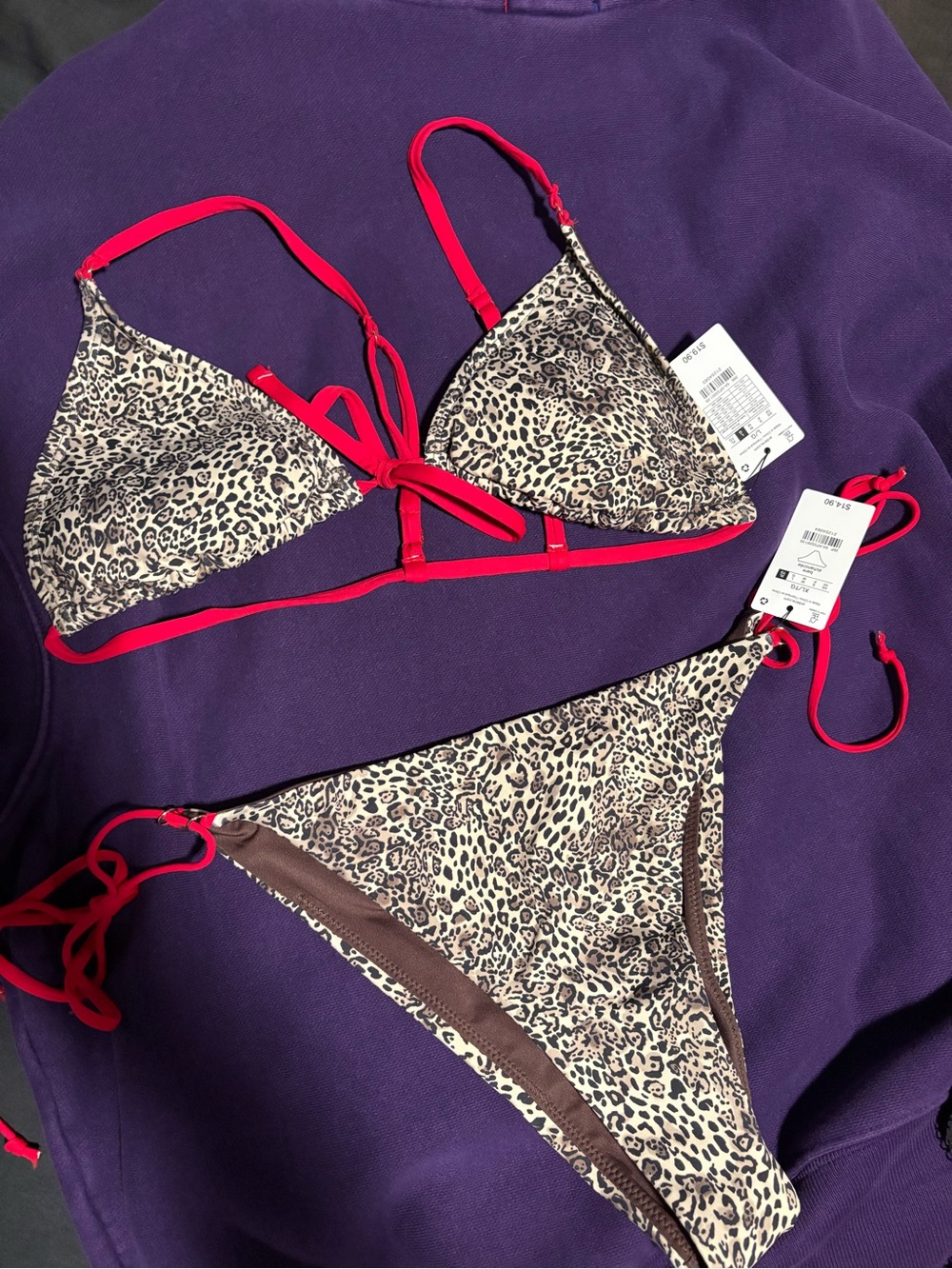 Ardene Leopard Print Bikini with Red Trim